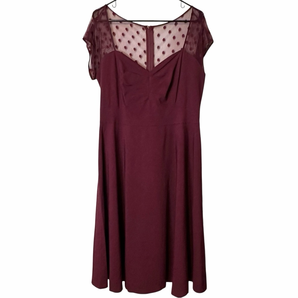 Torrid Merlot Dot Mesh Elegant Burgundy Cocktail Dress Whimsigoth Resort NWT 12